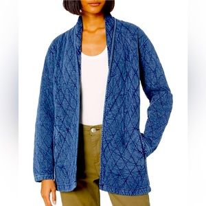 Lucky Brand Chambray Quilted Blue Open Front Woman’s Jacket cardigan size S.